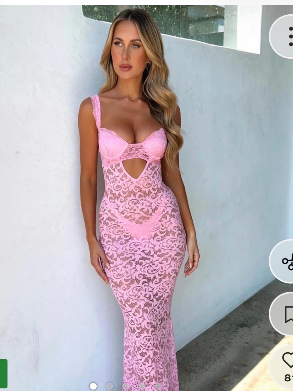 Outcast Sleeveless Pink Lace Cutout Maxi Dress